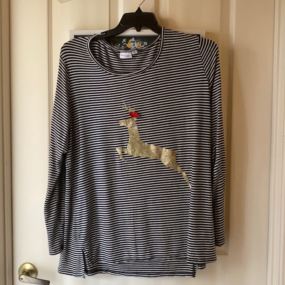 Kim Rogers Belk Christmas Shirt Women Plus 2X reindeer gold red nose